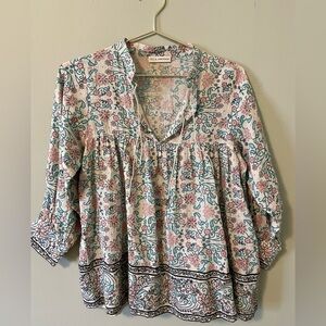 Floral Print V-Neck Blouse by Ulla Johnson